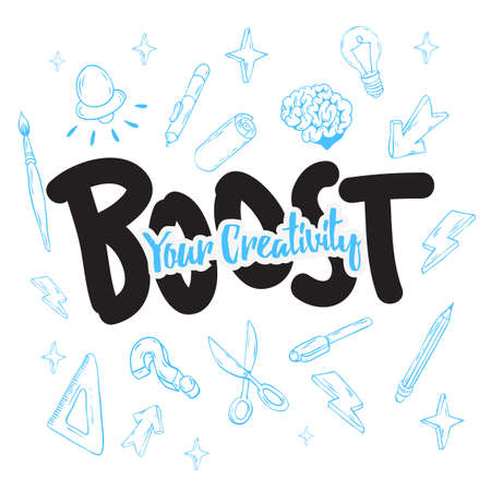 Boost Your Creativity Design With Artistic Cartoon Hand Drawn Sketchy Line Art Style Drawings Illustrations.のイラスト素材