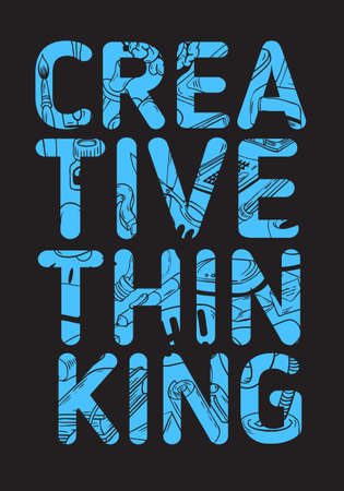 Creative Thinking Poster Design With Artistic Cartoon Hand Drawn Sketchy Line Art Style Drawings Illustrations.のイラスト素材