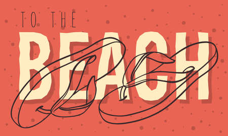 Beach Summer Design With Flip Flops Slippers Beach Shoes Hand Drawn Line Art Illustrations.のイラスト素材