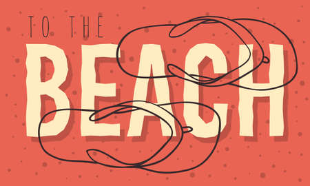 Beach Summer Design With Top View Flip Flops Slippers Beach Shoes Hand Drawn Line Art Illustrations.のイラスト素材