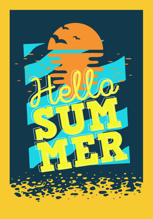 Summer Time Beach Vacation Holiday Tropical Exotic Fresh Design.のイラスト素材