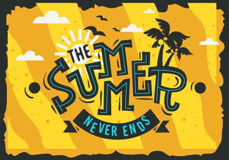 Summer Time Beach Vacation Holiday Tropical Exotic Fresh Design.のイラスト素材