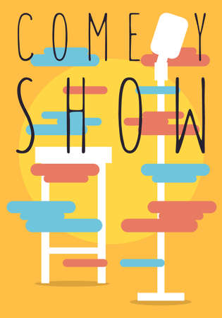 Comedy Show Poster With Bar Chair And Microphone Vector Imageのイラスト素材