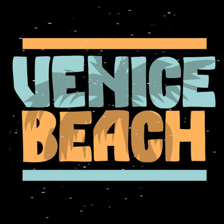Venice Beach Los Angeles California Palm Tree  Label Sign  Logo Hand Drawn Lettering Modern Calligraphy for t shirt or sticker Vector Imageのイラスト素材
