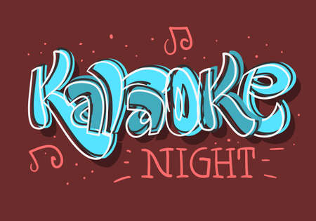 Karaoke Night  Hand Drawn Lettering for Poster Ad Flyer or sticker Vector Imageの写真素材