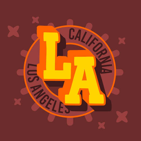 Los Angeles California  Label Sign  Logo  for t shirt or sticker Vector Imageのイラスト素材