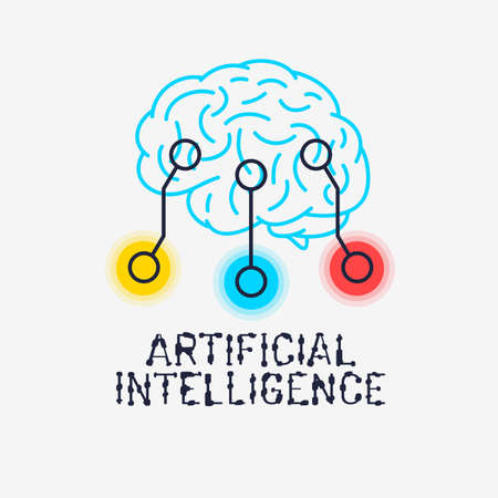 Artificial Intelligence Themed Sign Design Concept Illustration Vector Graphicのイラスト素材