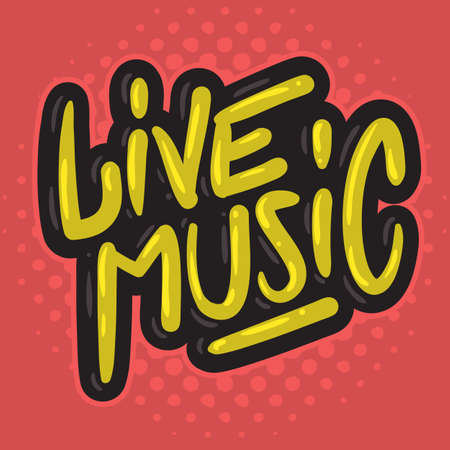 Live Music Concert Dj Set Party Related Hand Drawn Brush Lettering Calligraphy Type Design Vector Graphic.