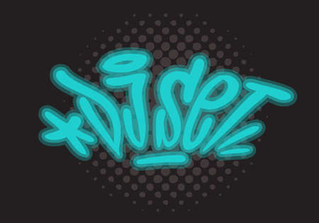 Live Music Concert Dj Set Party Related Hand Drawn Brush Lettering Calligraphy Type Design Vector Graphic.のイラスト素材