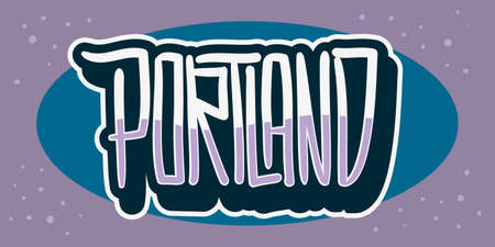 Portland Oregon Usa Hand Drawn Lettering Vector Design.のイラスト素材