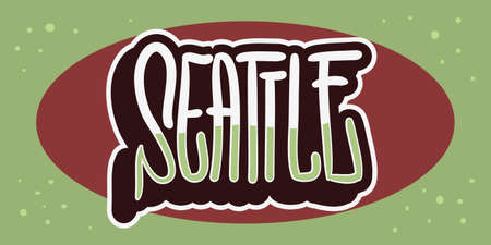 Seattle Washington Usa Hand Drawn Lettering Vector Design.のイラスト素材