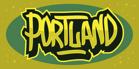 Portland Oregon Usa Hand Drawn Lettering Vector Design.のイラスト素材