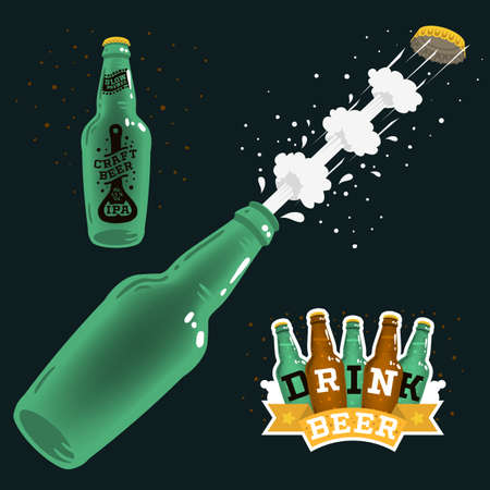 Beer Brew Brewery Alcohol Related Vector Illustrations Designs.のイラスト素材