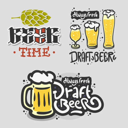 Beer Brew Brewery Alcohol Related Vector Illustrations Designs.のイラスト素材
