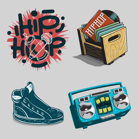 Hip Hop Rap Music Related Vector Illustrations Designs.のイラスト素材