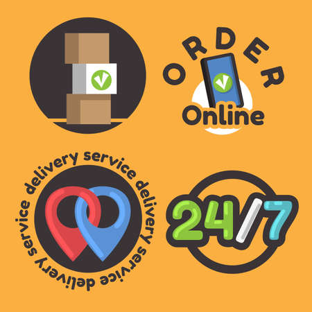 Delivery Online Shopping Related Vector Illustrations Designsのイラスト素材