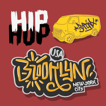 Hip Hop Rap Music Related Vector Illustrations Designs.のイラスト素材