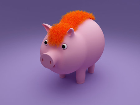 Pig is a symbol of a new year. But so funny and with fire fur. It was made in 3dの写真素材