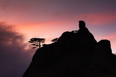 Mountains on the sunsetの写真素材