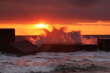 Stormy dawn on the sea