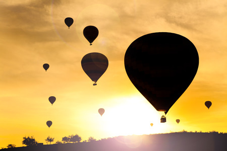 Balloons in Cappadocia at dawn skyの写真素材