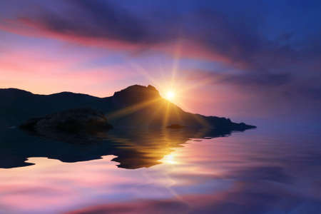 Quiet morning on the shore of a tropical seaの写真素材