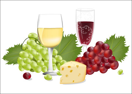 Wine and cheese, vector illustration のイラスト素材