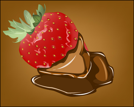 strawberry in chocolate のイラスト素材
