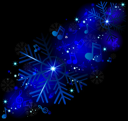 Glowing music notes with winter snowflakes. Winter melody.のイラスト素材