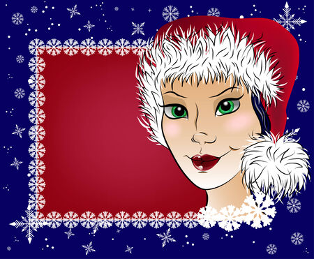 Vector background on the Christmas theme with beautiful girlのイラスト素材