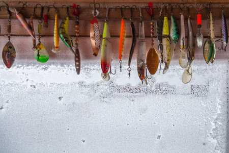 Collection of different fishing hooksの写真素材