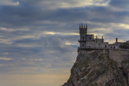 Swallow's Nest castle on the background of a stormy sky. Crimea.のeditorial素材