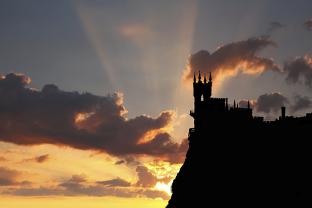 Swallow's Nest castle on the background of  a beautiful sunset. Crimea.のeditorial素材