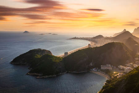 Beautiful panorama of Rio de Janeiro at sunset, Brazil. Sugarloaf Mountain