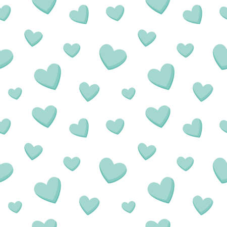 Vector abstract seamless background with blue hearts. Endless pattern. Great for paper, card,...