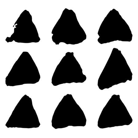 Collection of black grunge paint strokes, triangles. Brush strokes isolated on white background. Vector illustration.のイラスト素材