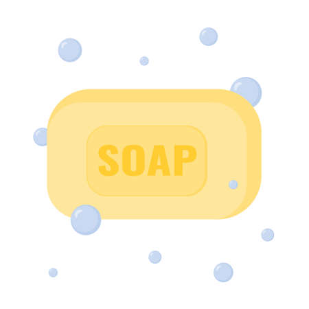 Soap with bubbles. Isolated on a white background. Vector illustration.のイラスト素材