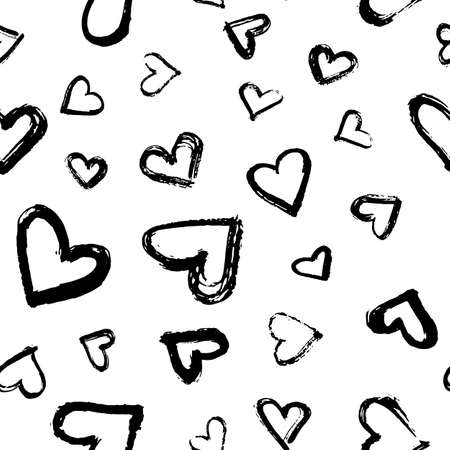 Vector abstract seamless background with hearts. Great for paper, card, banner, fabric, interior. Hand drawn illustration.のイラスト素材