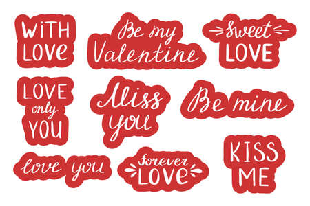 Lettering about love. Hand drawn romantic phrase for Valentines day. Modern brush calligraphy. For card, sticker, letter. Vector illustration isolated on white backgroundのイラスト素材