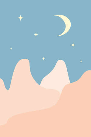 Gentle abstract landscape in the style of minimalism. Suitable for poster, banner, cards. Vector illustrationのイラスト素材