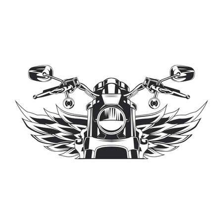 Sketch motorcycle with wings monochrome  illustrationのイラスト素材