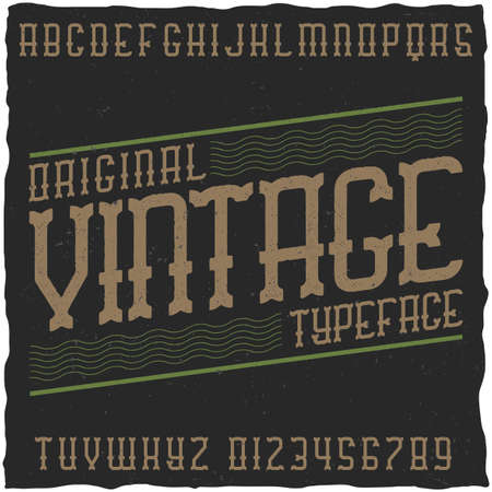 Vintage label font with sample label design. Good to use in any retro design labels.のイラスト素材