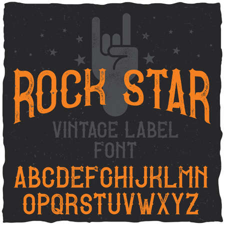 Vintage label typeface named Rock Star. Good font to use in any vintage labelsのイラスト素材