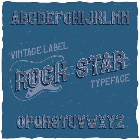 Vintage label typeface named Rock Star. Good font to use in any vintage labelsのイラスト素材
