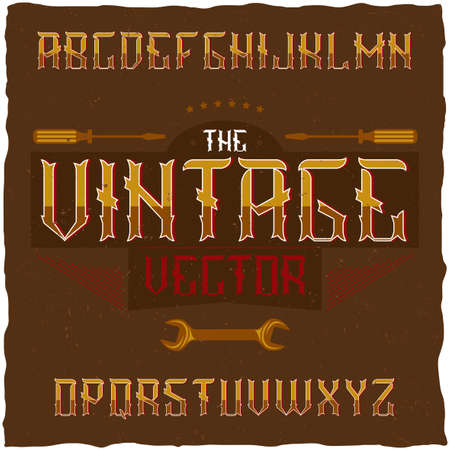 Vintage label font with sample label design. Good to use in any retro design labels.のイラスト素材