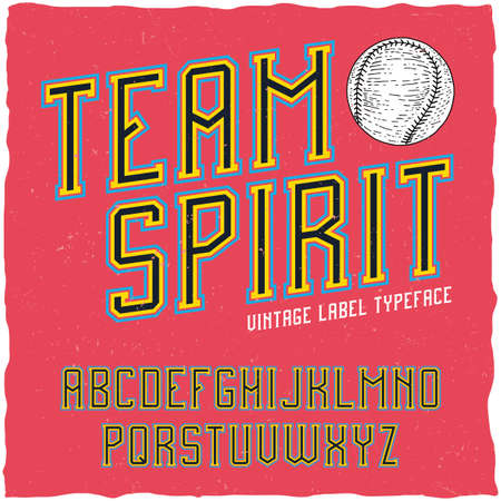 Serif font in the retro style of college. Good to use in any sport theme artworks.のイラスト素材