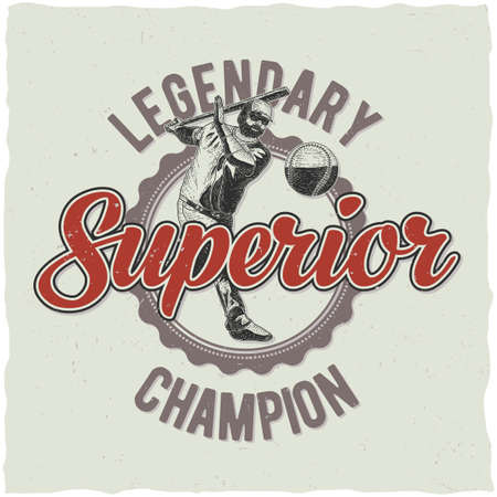 Baseball t-shirt label design with illustration of baseball playerのイラスト素材