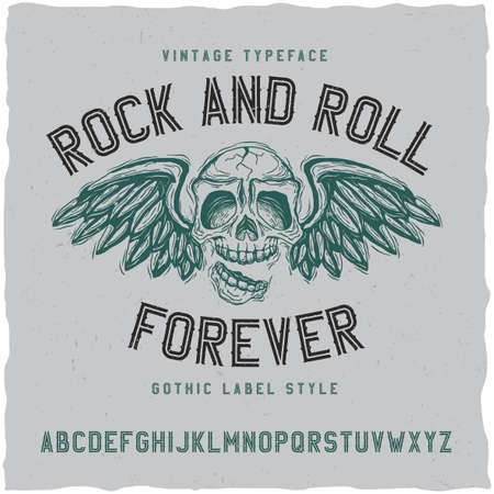 Rock and roll label font. Good to use in any classic label design.のイラスト素材