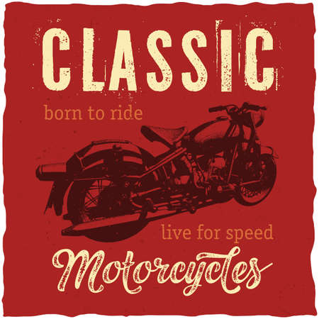 Classic motorcycles label design for t-shirt, posters, greeting cards etc.のイラスト素材