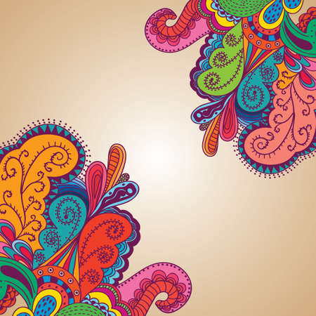 Decorative Element Border Card with wave design and paisley theme pattern vector illustrationのイラスト素材